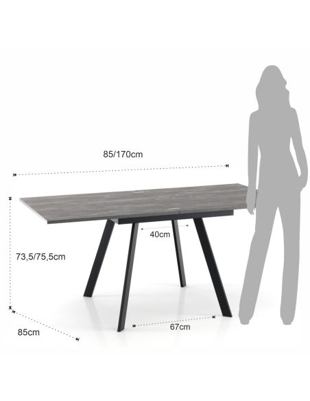 Tavolo quadrato allungabile a libro Dabol Cement