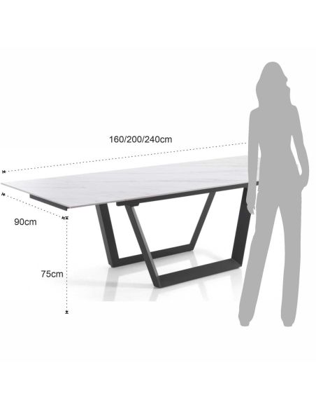 Tavolo allungabile con piano in ceramica Richard Marble