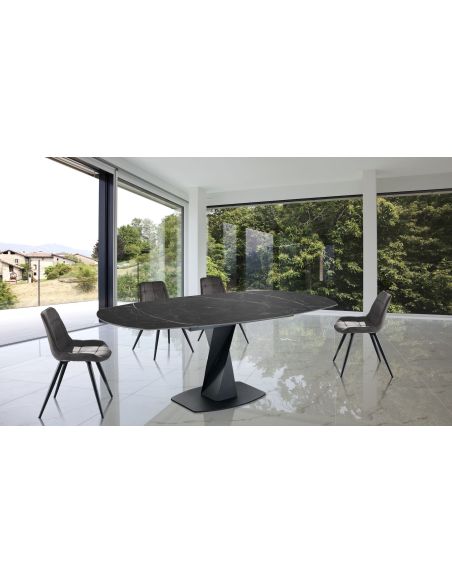 Tavolo allungabile con piano in ceramica Bernat Black