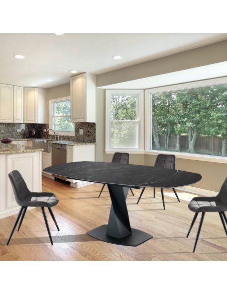 Tavolo allungabile con piano in ceramica Bernat Black