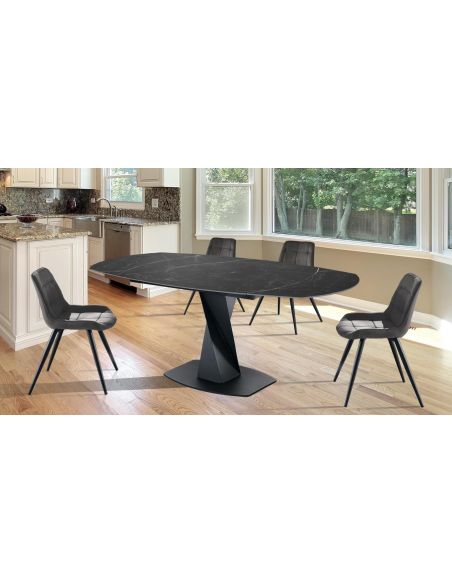 Tavolo allungabile con piano in ceramica Bernat Black