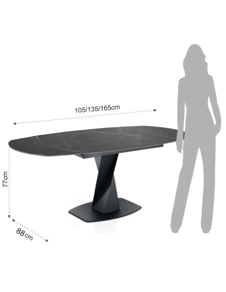 Tavolo allungabile con piano in ceramica Bernat Black