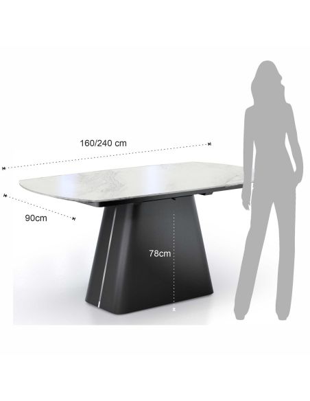 Tavolo allungabile con piano in ceramica Ross White