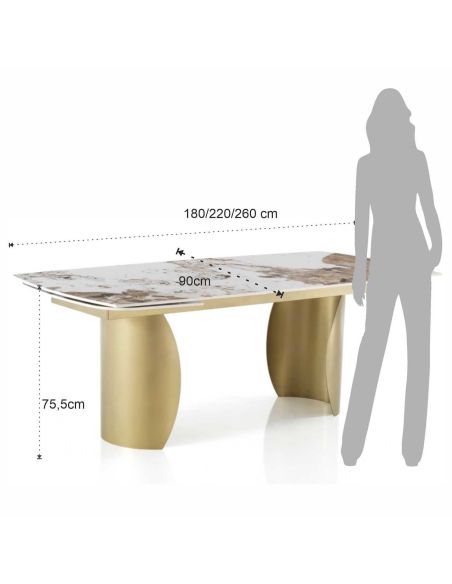 Tavolo allungabile con piano in ceramica Ridge A