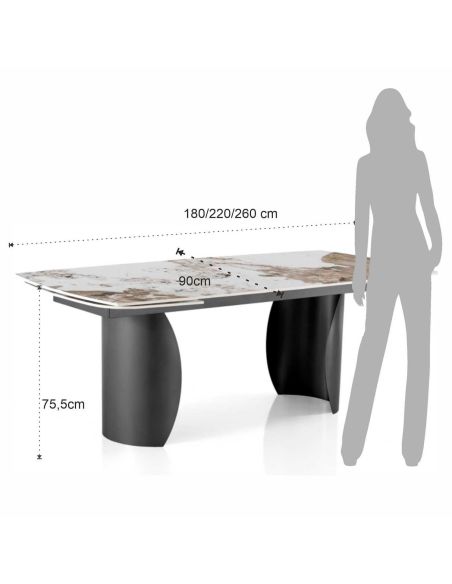 Tavolo allungabile con piano in ceramica Ridge B