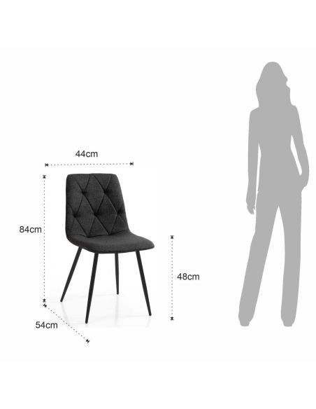 Set 4 sedie imbottite per sala pranzo Mary Black