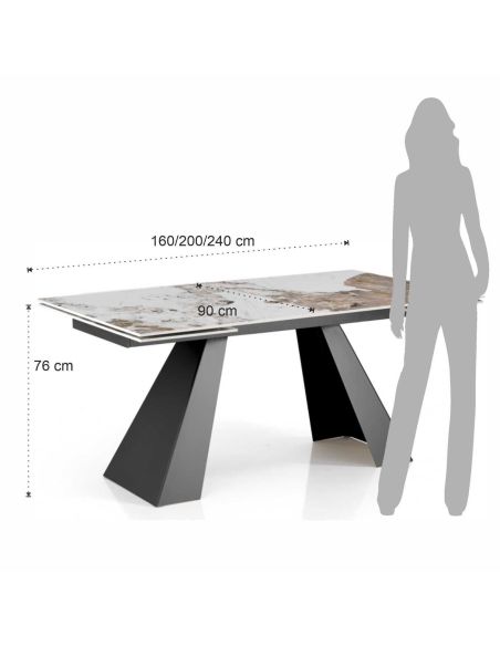 Tavolo allungabile con piano in ceramica Karl B