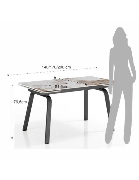 Tavolo allungabile con piano in ceramica Anselm B