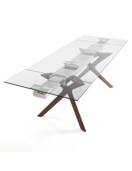 Tavolo in vetro allungabile con gambe in legno Garet