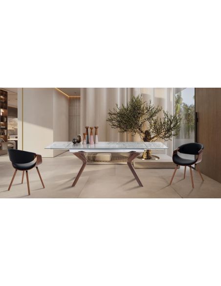 Tavolo in vetro allungabile con gambe in legno Garet