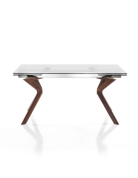 Tavolo in vetro allungabile con gambe in legno Garet
