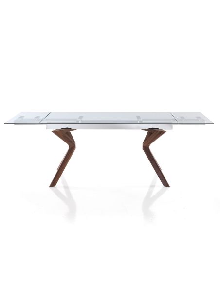 Tavolo in vetro allungabile con gambe in legno Garet