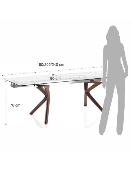 Tavolo in vetro allungabile con gambe in legno Garet