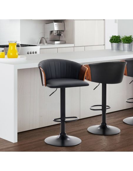 Sgabello da cucina in metallo e pelle sintetica Greg