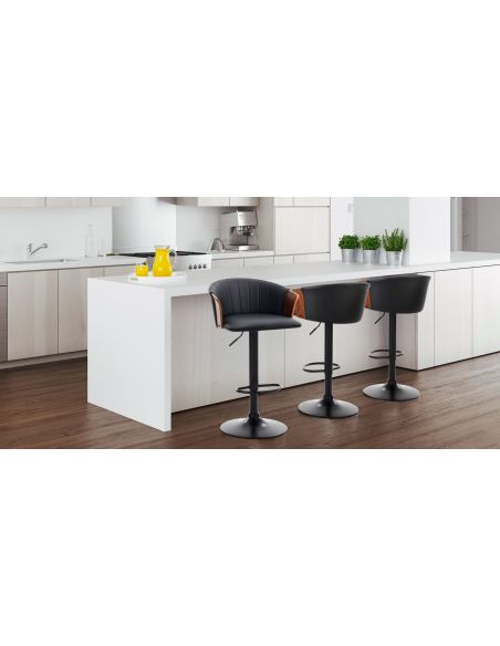 Sgabello da cucina in metallo e pelle sintetica Greg