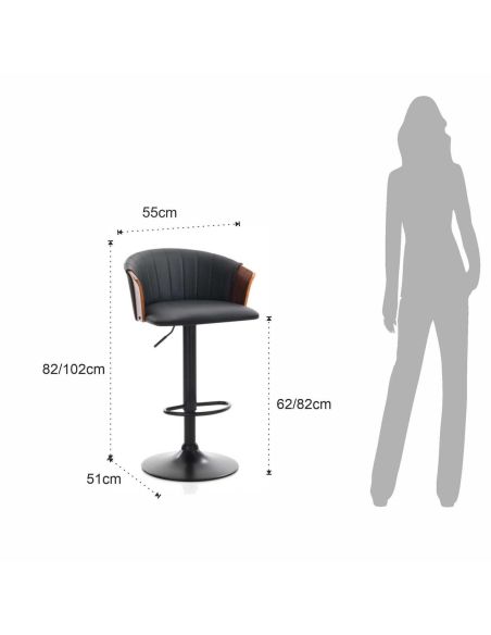 Sgabello da cucina in metallo e pelle sintetica Greg