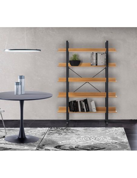 Libreria moderna in metallo e legno Teddy