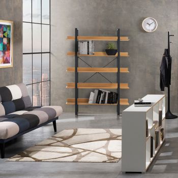 Libreria moderna in metallo e legno Teddy 2