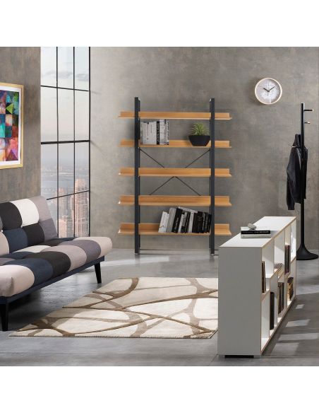 Libreria moderna in metallo e legno Teddy