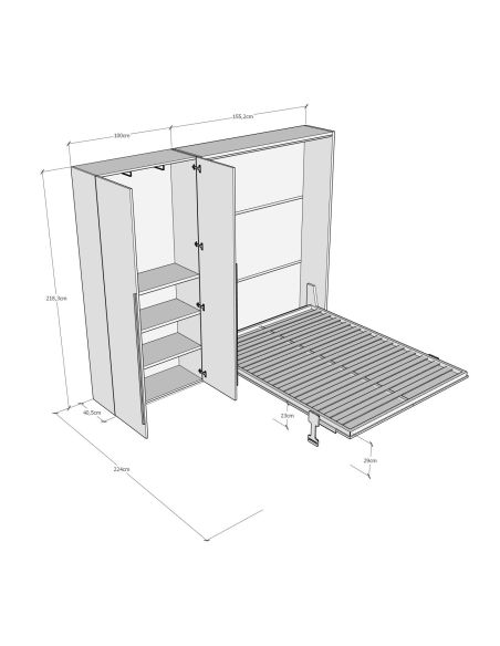Letto a scomparsa francese o matrimoniale con armadio 2 ante Capital Letto a scomparsa francese o matrimoniale con armadio 2 ante Capital