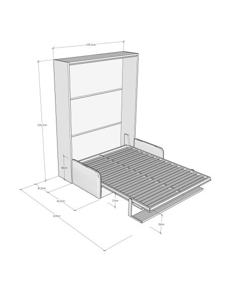 Letto a scomparsa con divano e mensola francese o matrimoniale Capital Sofà