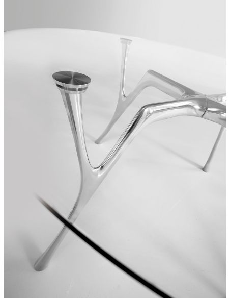 Tavolo scrivania rotondo in alluminio e vetro Perseo Glass Tavolo scrivania rotondo in alluminio e vetro Perseo Glass
