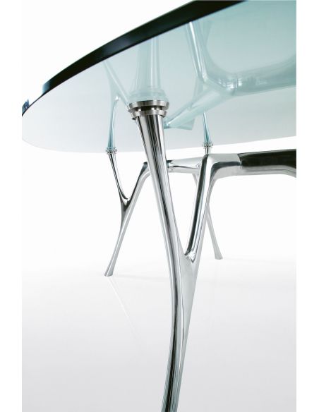 Tavolo scrivania rotondo in alluminio e vetro Perseo Glass Tavolo scrivania rotondo in alluminio e vetro Perseo Glass