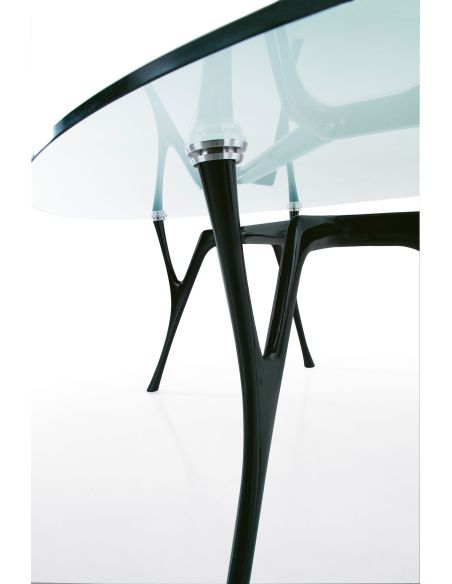 Tavolo scrivania ovale in alluminio e vetro Perseo Glass