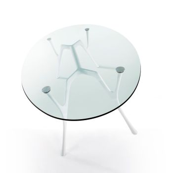 Tavolo scrivania ovale in alluminio e vetro Perseo Glass 2