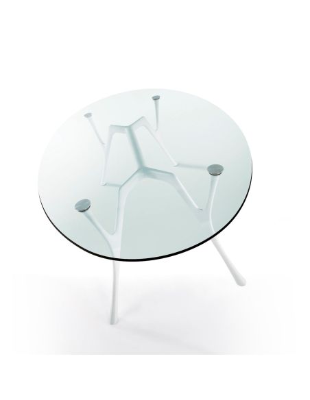 Tavolo scrivania ovale in alluminio e vetro Perseo Glass