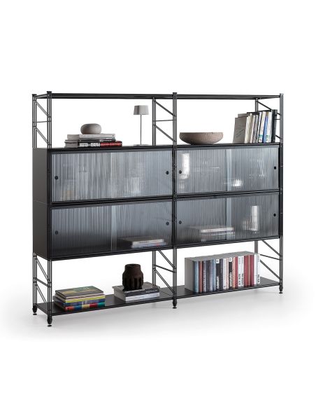 Libreria moderna da parete in acciaio Melker 25