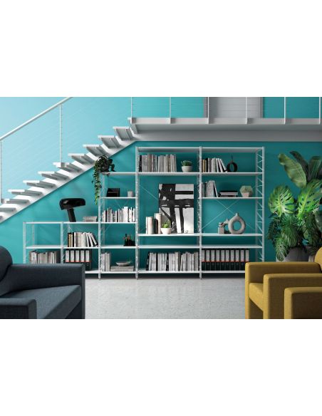 Scaffale libreria a parete in acciaio Melker 246