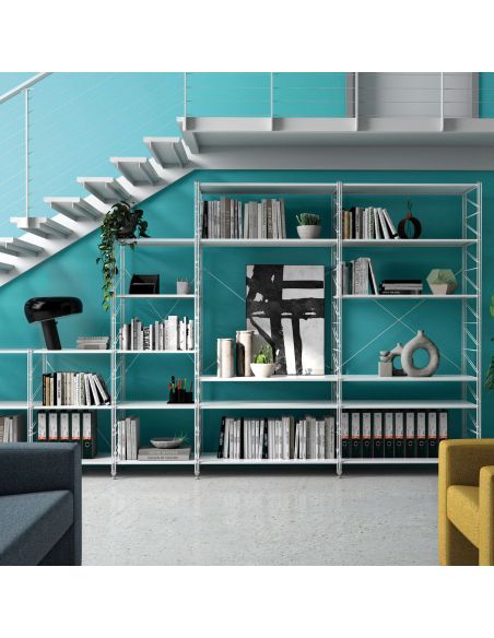 Scaffale libreria a parete in acciaio Melker 246