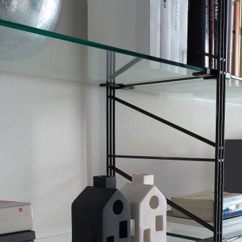 Scaffale libreria a parete in acciaio e vetro Melker 249 2