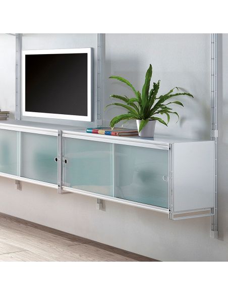 Libreria a parete in acciaio e vetro Melker 247