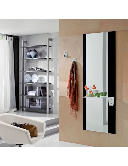 Specchio da parete con mensola e appendiabiti Julius