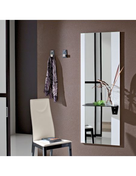 Specchio da parete con mensola e appendiabiti Julius