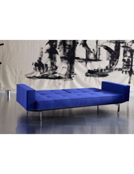 Divano letto una piazza e mezza con braccioli e materasso a molle Splitback - 512 Elegance Ultramarine