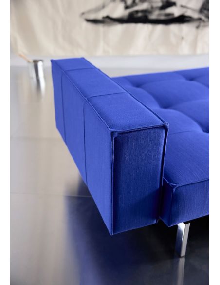 Divano letto una piazza e mezza con braccioli e materasso a molle Splitback - 512 Elegance Ultramarine
