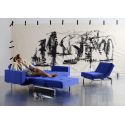 Divano letto una piazza e mezza con braccioli e materasso a molle Splitback - 512 Elegance Ultramarine