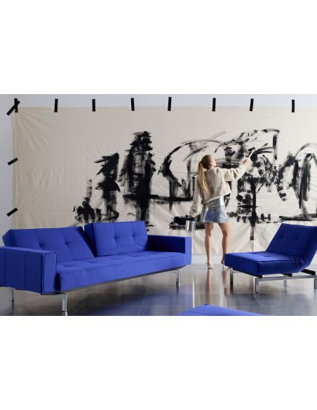 Divano letto una piazza e mezza con braccioli e materasso a molle Splitback - 512 Elegance Ultramarine