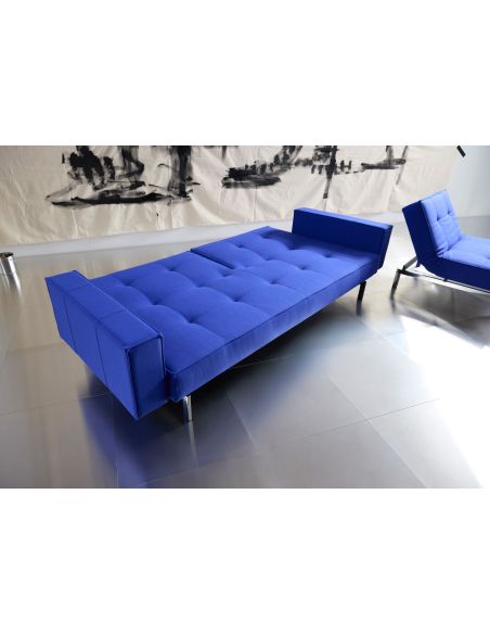 Divano letto una piazza e mezza con braccioli e materasso a molle Splitback - 512 Elegance Ultramarine