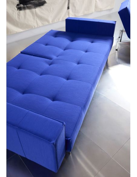 Divano letto una piazza e mezza con braccioli e materasso a molle Splitback - 512 Elegance Ultramarine