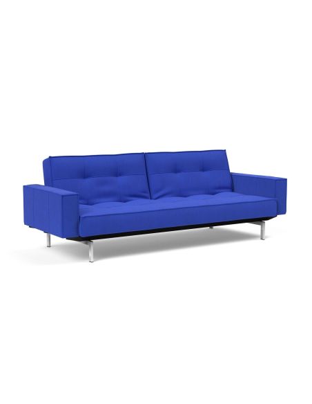 Divano letto una piazza e mezza con braccioli e materasso a molle Splitback - 512 Elegance Ultramarine