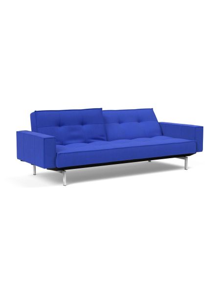 Divano letto una piazza e mezza con braccioli e materasso a molle Splitback - 512 Elegance Ultramarine