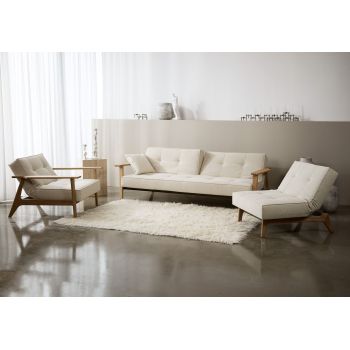 Divano letto con braccioli in legno e materasso a molle SplitBack Frej - 521 Mixed Dance Grey 2
