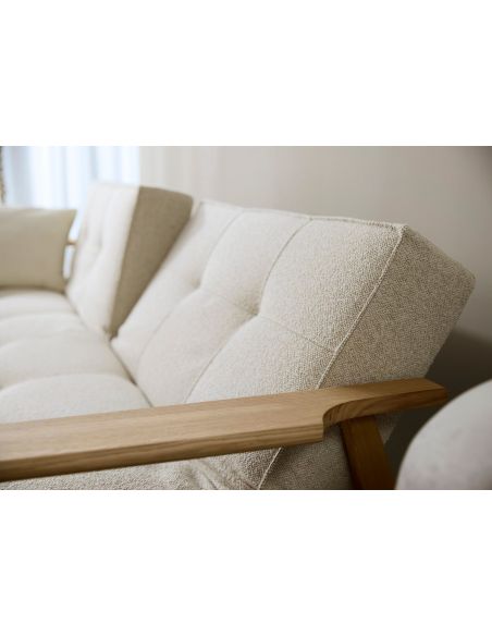 Divano letto con braccioli in legno e materasso a molle SplitBack Frej - 357 Taura Off White Divano letto con braccioli in legno e materasso a molle SplitBack Frej - 357 Taura Off White