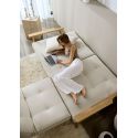 Divano letto con braccioli in legno e materasso a molle SplitBack Frej - 357 Taura Off White