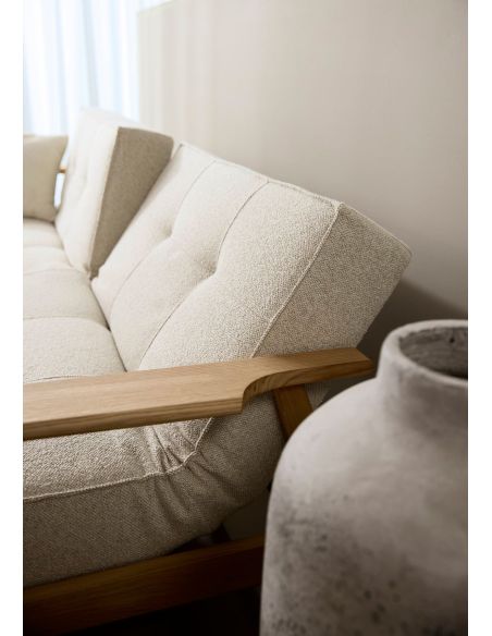 Divano letto con braccioli in legno e materasso a molle SplitBack Frej - 357 Taura Off White Divano letto con braccioli in legno e materasso a molle SplitBack Frej - 357 Taura Off White