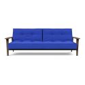 Divano letto con braccioli in legno e materasso a molle SplitBack Frej - 512 Elegance Ultramarine